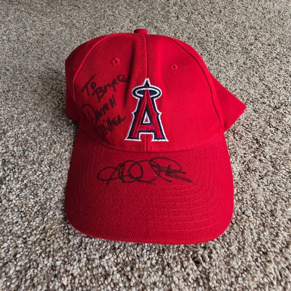 LA Angels Hat Mens OSFM Red MLB Baseball Autographed Darrell Miller Adult